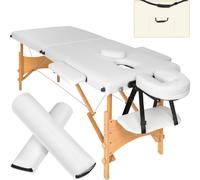 Tectake Massage Table Set Freddie, Headrest, Armrests, Face Pad and Bolster Cushions - Black, White