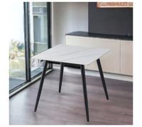 Urbn-Living Urbnliving 80Cm Width White Matt Modern 4 Seater Ceramic Square Shape Top Kitchen & Dining Room Table