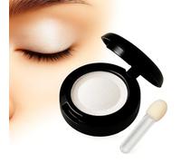 White Matte Eyeshadow Single Compact - High Pressed Metallic Powder For Highlighting Brow Bone And Inner Corner, Long Lasting Waterproof Eye Makeup With Mirror And Applicator, Smooth Luminous Finish
