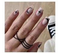 White Matte Fake Nails With Star Designs Reusable Frosted Short Full Cover Press On Nail Tips DIY Manicure Manicure Kit(Y7)