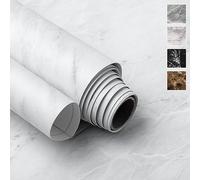 White Matte Sticky Back Plastic Marble Stickers (61cm x 200cm, White Matte) Waterproof Self Adhesive Fablon Wallpaper for Bedroom