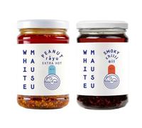 White Mausu Extra Hot Peanut Rayu & Smoky Chilli Oil Bundle - 2 x 240g | Spicy Peanut Chilli Sauce & Fruity Chipotle Morita Chilli Oil | Smoky, Spicy & Slightly Sweet | from SuperfoodUK