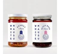 White Mausu Rayu Chilli Oil Duo 240g x 2 | Black Bean & Peanut Rayus | Umami Rich | Stir Fry, Noodles & Dumplings