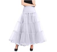 White Maxi Skirts for Women UK - Long, Tutu, Mesh, Tiered, Layered, Petticoat, Pleated, A Line, Swing, Prom, Party, Dance, Evening, Tulle Skirts