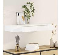White MDF Floating Wall Display Shelf 1 Drawer Book/DVD Storage