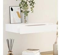 Vidaxl White Mdf Floating Wall Display Shelf 1 Drawer Book/dvd Storage