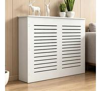 White MDF Radiator Cover Breathable Heating Shield Shelf Above Radiator with Platform Ventilated Heater Enclosure Perfect for Living Room & Bedroom (L100*W20*H70cm)