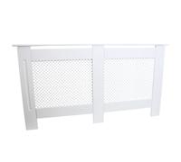 White MDF Radiator Cover Cabinet Shelf - Modern Trellised Grill 1515mm