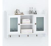 White MDF Wall Cabinet Display Shelf Book/DVD/Glass Storage Coat Bag Cap Key