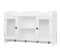 White MDF Wall Cabinet Display Shelf Book/DVD/Glass Storage Coat Bag Cap Key vid