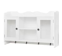White MDF Wall Cabinet Display Shelf Book/DVD/Glass Storage vidaXL