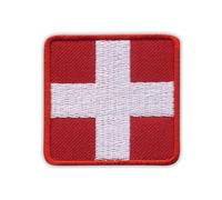 White Medic Cross on RED Background - Square - Heat-Activated Adhesive/Iron-on Backing - Embroidered Badge/Patch