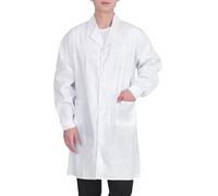 White Medical Coat Unisex Cotton Polyester Scientist Lab Coats Protective Workwear Doctor Students School Coat, Long Sleeves Food Coats Chemistry Laboratory Suit Costume with Pockets