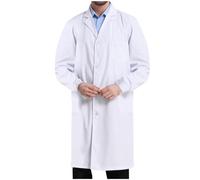 White Medical Lab Coat Unisex Men & Women Premium Unisex Long-sleeved Thin Laboratory Coat For Doctors, Nurses, Pharmacist, Physician, Surgeon, Students, Technician Classic Fit Concealed Snap Closing