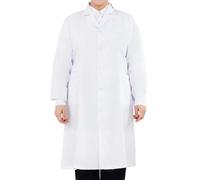 White Medical Standard Lab Coat Polycotton Professional Protective Workwear 3 Pocket Storage Durable Comfortable Non-Shrinking Doctor Workwear Uniform Food Laboratory for Men Women