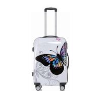 (White, Medium) Hampton & Stewart Butterfly Hard Shell Suitcase