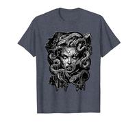 White medusahead Greek Mythology Ancient Dark Snake Hair T-Shirt, Men, Heather Blue, 4X-Large