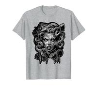 White medusahead Greek Mythology Ancient Dark Snake Hair T-Shirt, Men, Heather Grey, 5X-Large