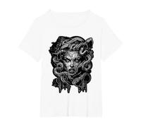 White medusahead Greek Mythology Ancient Dark Snake Hair T-Shirt, Women's Plus, White, 4X