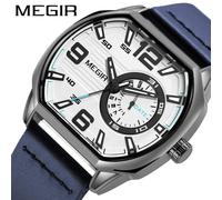 (White) MEGIR 2022 Business Watches for Men Top Brand Luxury Stylish Man Watch Military Quartz Clocks Luminous
