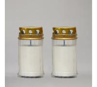White Memorial Candles - Pack of 2 | Sanctuary, Church & Graveside Candles | Weatherproof Outdoor Candle with Lid - Rainproof & Wind-Resistant Design for Graves and Vigils