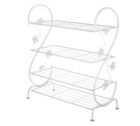 White Metal 4 Tier S-Shape Shoe Rack