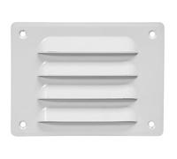 White Metal Air Vent Grille - 140mm x 105mm - with Fly Screen - Flat Louvre Duct Cover.