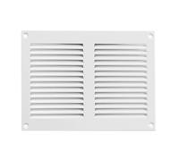 White Metal Air Vent Grille 200mm x 150mm with Fly Screen Flat Louvre Duct Cover