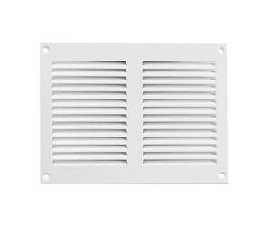 White Metal Air Vent Grille 200mm x 150mm with Fly Screen Flat Louvre Duct Cover