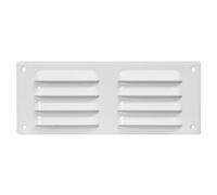 White Metal Air Vent Grille - 260mm x 105mm - with Fly Screen - Flat Louvre Duct Cover.