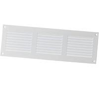White Metal Air Vent Grille - 300mm x 100mm - with Fly Screen - Flat Louvre Duct Cover.