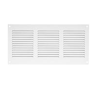 White Metal Air Vent Grille 300mm x 150mm Fly Screen Flat Louvre Duct Cover