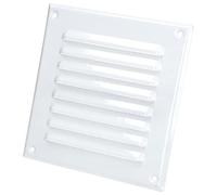 White Metal Air Vent Grille with Fly Screen Flat Ducting Ventilation Cover (165 x 165 mm)
