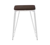 Sturdy And Reliable Metal and Elm Small Wood Stool, Small Square Stool, Accent Wooden Stool for Home Premier Housewares White One Size