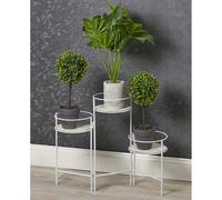 White Metal and Wood 3 Tier Plant Pot Stand Flowers Display Item