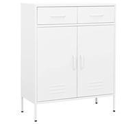 White Metal Cabinet - 80 x 35 x 101.5 cm Adjustable Shelves & Full-Extension Drawers - Perfect Storage Solution for Garage Office & Home nization