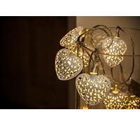 White Metal Filigree Heart LED Garland. Battery Operated. Shabby chic