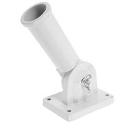 White Metal Flagpole Bracket Wall Mounted, Adjustable 180 Degree Holder | Wall Flag Holder for Porch Flags, Indoor or Outdoor Use, Sturdy Hardware for Homes, Storefronts and Events