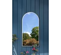 MirrorOutlet The Arcus - White Framed Modern Full Length Arched Garden Wall Mirror 55" X 27.5" (140CM X 70CM) Silver Mirror Glass with Black All weather Backing.