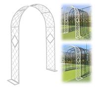 White Metal Garden Arch, 2.3m Steel Rose Trellis with Base, Durable Plant Support, Black/Green/Brown Options, Outdoor Climbing Frame for Roses & Vines, 180 x 230 cm
