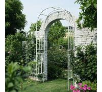 White Metal Garden Arch Arbor for Climbing Plants Vines & Roses Sturdy Support Frame Easy Assembly Available in Sizes 120 320 cm Outdoor Décor for Gardens.