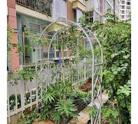 White Metal Garden Arch for Climbing Plants 8.5ft to 12.5ft Iron Trellis Arbor Tubular Lattice Perfect Outdoor Decoration for Gardens and Pathways
