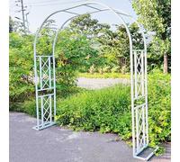 White Metal Garden Arch for Climbing Plants - Adjuble 140cm to 340cm Trellis, Rustproof Support for Roses & Vines, Ele Garden Entrance Decor (140x230x40cm)
