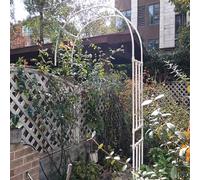 White Metal Garden Arch for Climbing Roses Easy Assembly Pergola for Indoor/Outdoor Use 270W x 240H cm Perfect Garden Support Column for Flower Plants