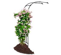 White Metal Garden Arch Trellis for Climbing Plants - 8.9ft x 7.9ft Outdoor Arbor for Roses & Vines - Half Sided Design for Elegant Garden Decor