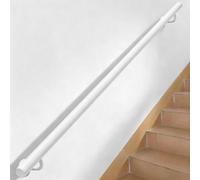 White Metal Handrail for Stairs, 1m 1.8m 2m 2.4m 3m Industrial Galvanized Iron Wall Balustrade Non-Slip Staircase Banister Rails for Outdoor Indoor Steps(2ft/60cm)