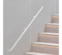 White Metal Handrail for Stairs 1m to 2.5m Adjustable Square Tube Railing Support Bracket Indoor/Outdoor Staircase Guardrail Durable & Safe Safety Solution