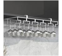 White Metal Hanging Wine Rack - Under Shelf Wine Holder No Drilling Storage Solution for Cabinets & Bars Stylish Wine (Size C)