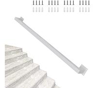 White Metal Indoor Rails, Square Wall-Mounted Anti-Slip Railing with Support Bracket, Durable Zinc-Coated Iron Safety Handrail for Stairs and Hallways (Size)