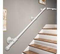 White Metal Iron Stair il Kit 30 600cm Adjustable Safety Non Slip Banister Support for Elderly & Disabled Indoor/Outdoor Use (14ft/420cm Size)